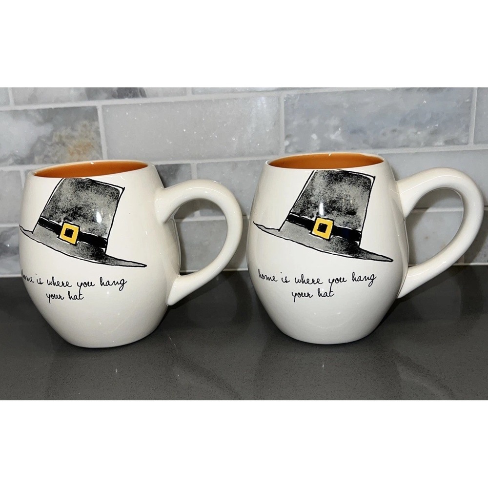 2 Halloween Coffee Mug Rae Dunn Home is where you hang your hat "New"